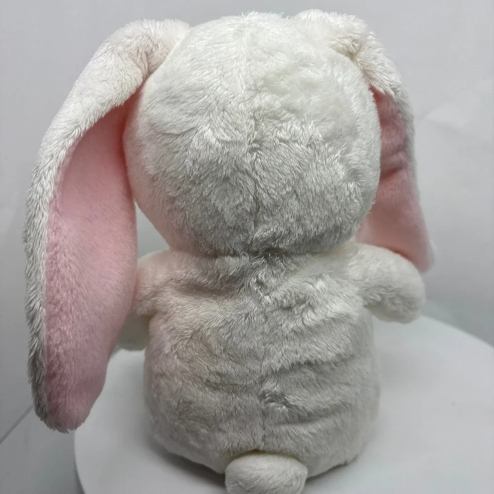 White Bunny Plush Toy Stuffed Animal Pink Ears Purple Bow Kids‎ Easter Rabbit